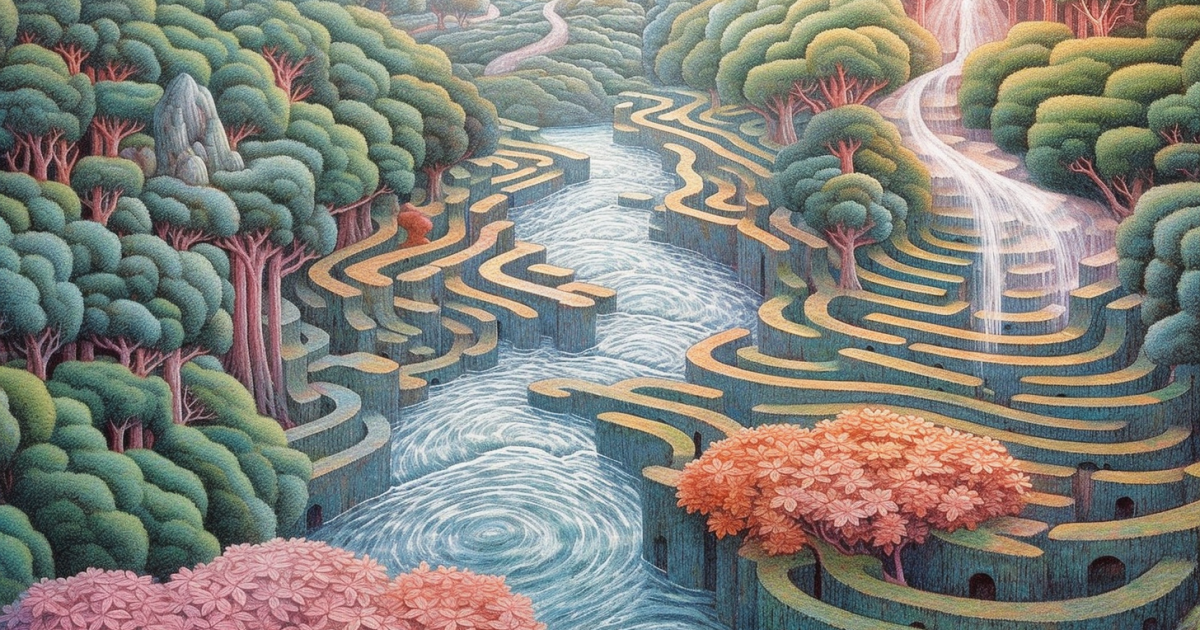 River flowing through a maze v25