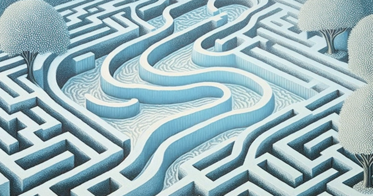 River flowing through maze v8 light blue