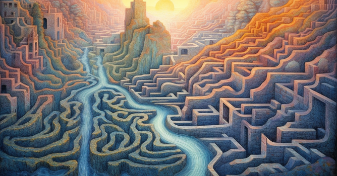 River flowing through a maze v31